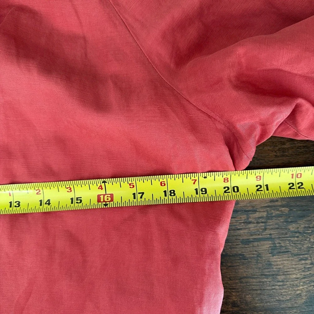 J. Jill Jacket Womens XL Coral Red Silk Linen Blend Button Front Drawstring Back - Picture 9 of 11